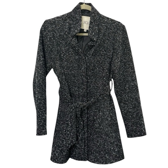 Jack by BB Dakota Black Tweed Coat Button Closure with Tie Belt Size XS - Picture 1 of 11